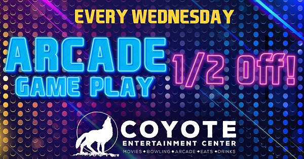 Every Wednesday Arcade Half Off